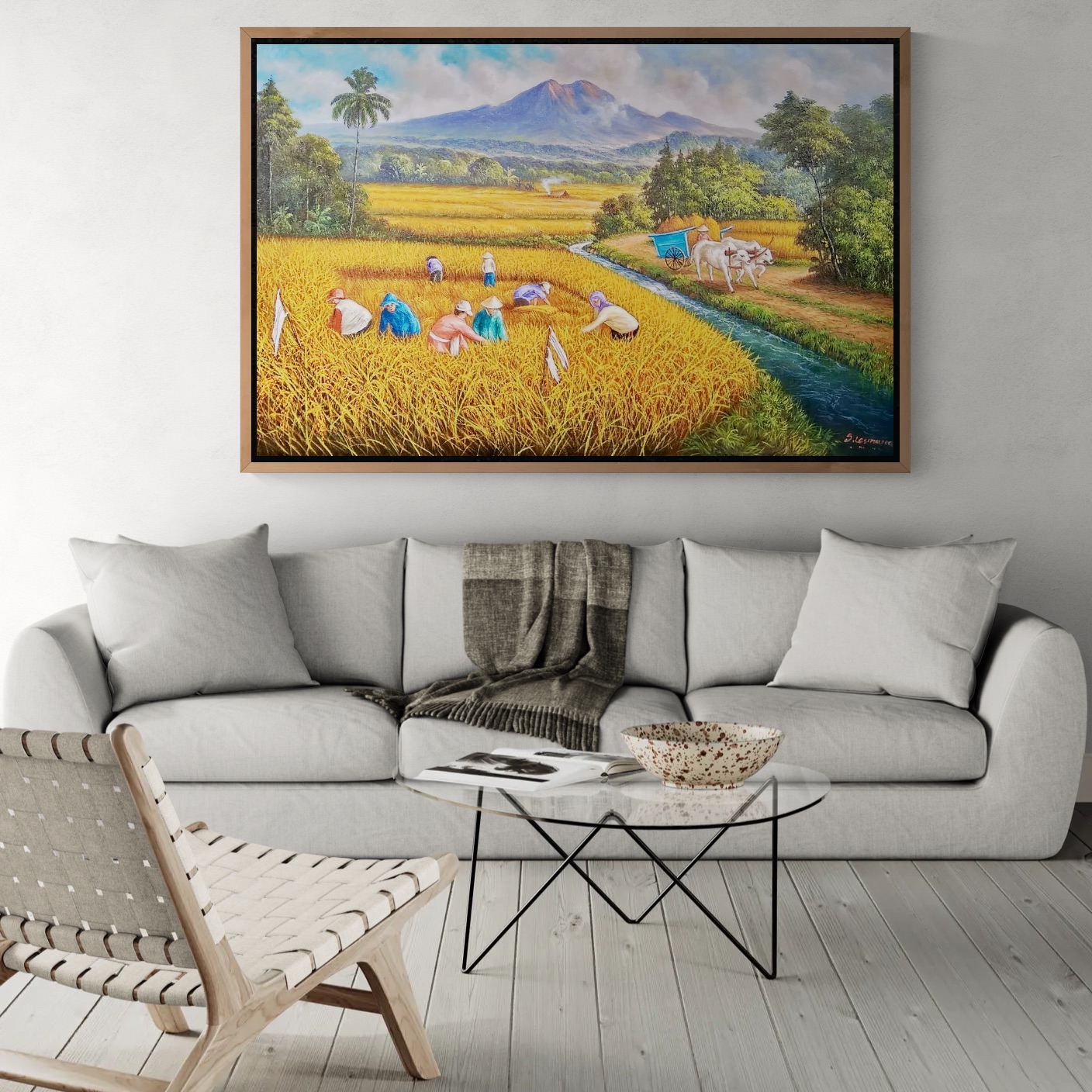 River of Rice Fields Beneath the Mountain Sky
